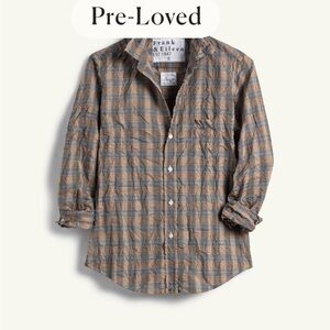 Frank & Eileen Barry Signature Crinkle Brown Plaid Shirt